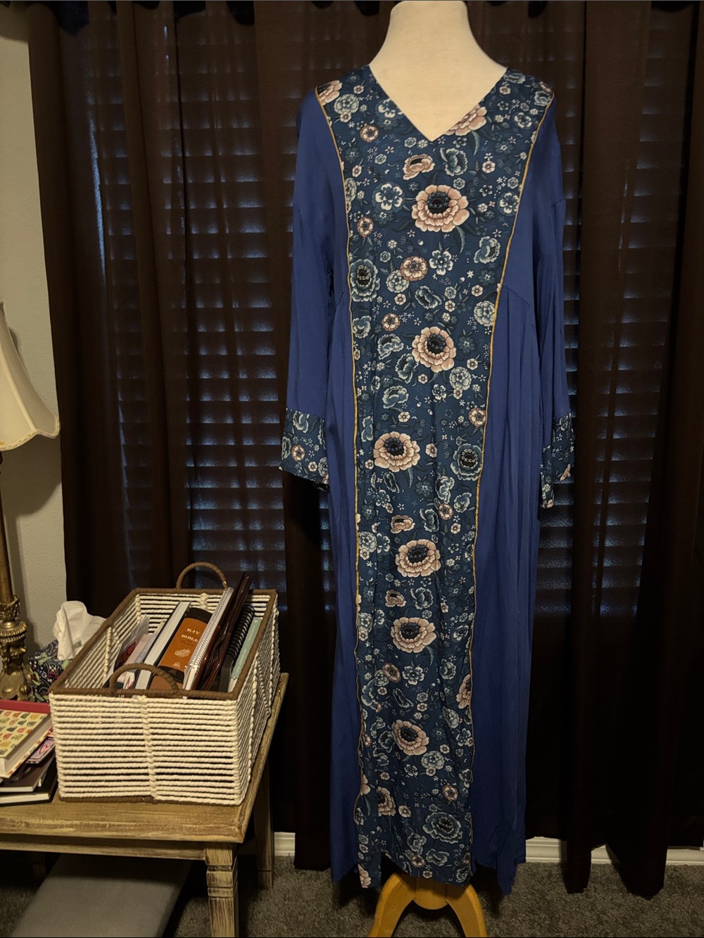 Blue Floral Panel Maxi Dress